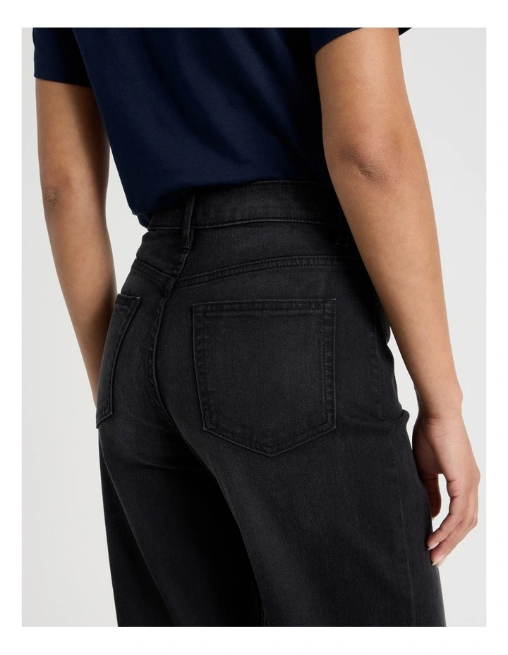 Wide Leg High Rise Jeans in Washed Black image 7