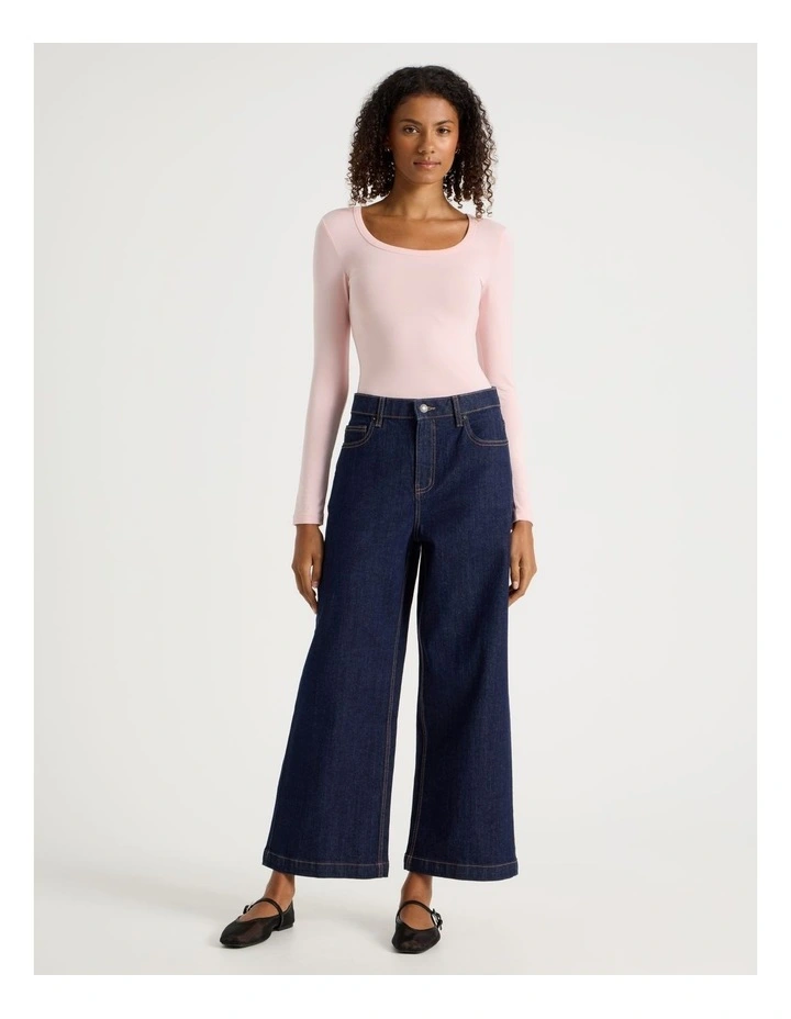 Wide Leg High Rise Jeans in Dark Wash image 2