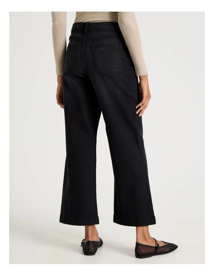 Wide Leg High Rise Jeans in Washed Black image 4
