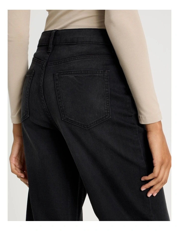 Wide Leg High Rise Jeans in Washed Black image 5