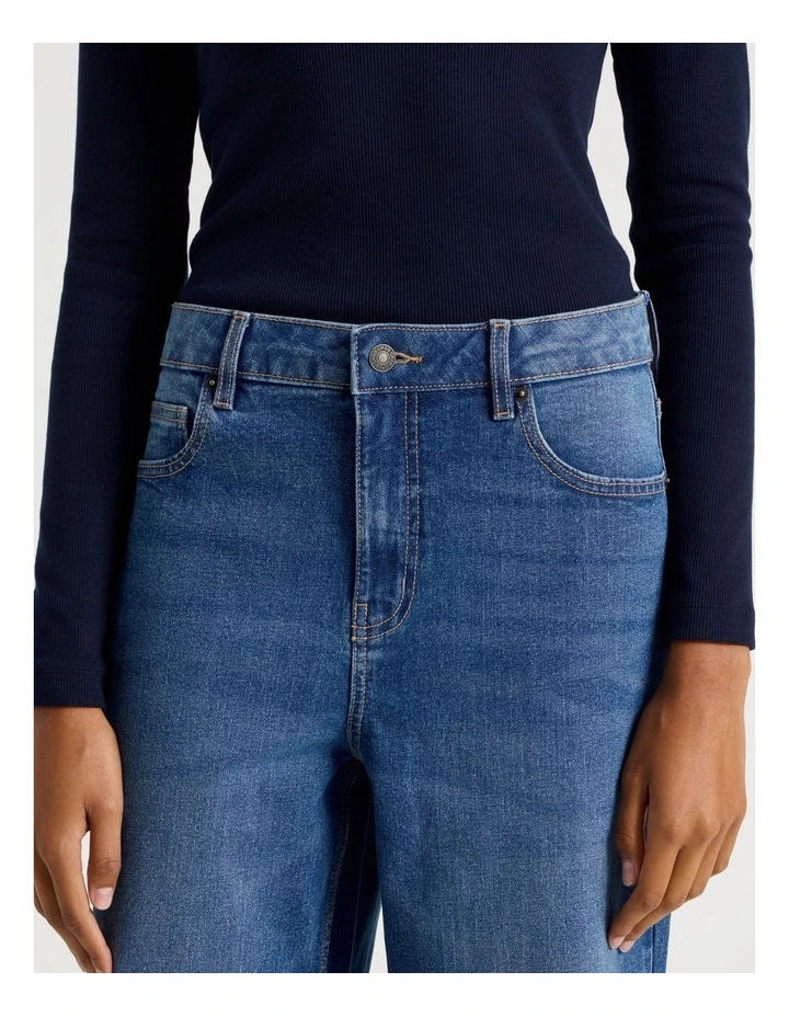 Wide Leg High Rise jeans in Mid Blue Wash image 3