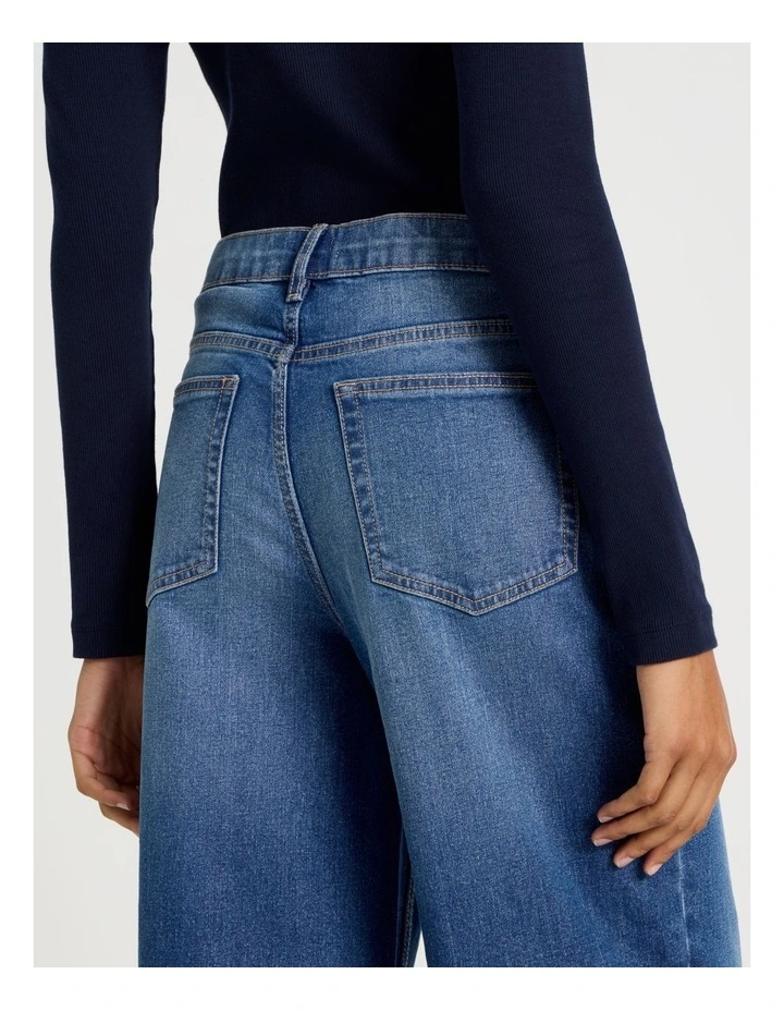 Wide Leg High Rise jeans in Mid Blue Wash image 5