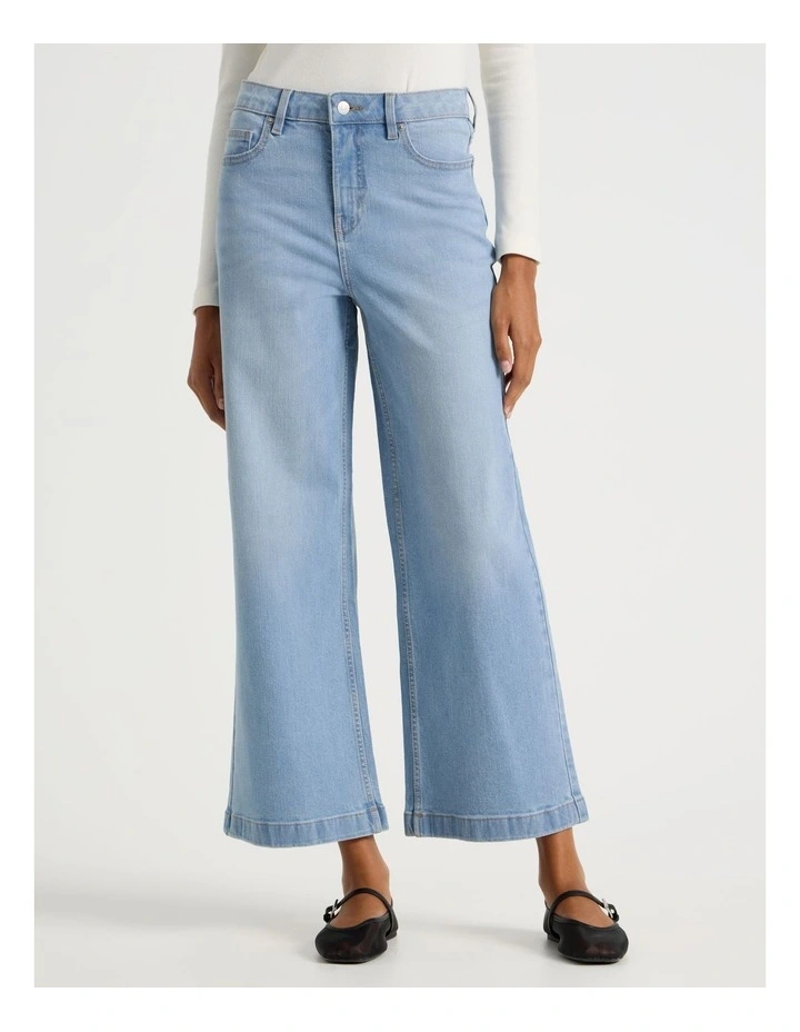 Wide Leg High Rise Jeans in Light Wash image 1
