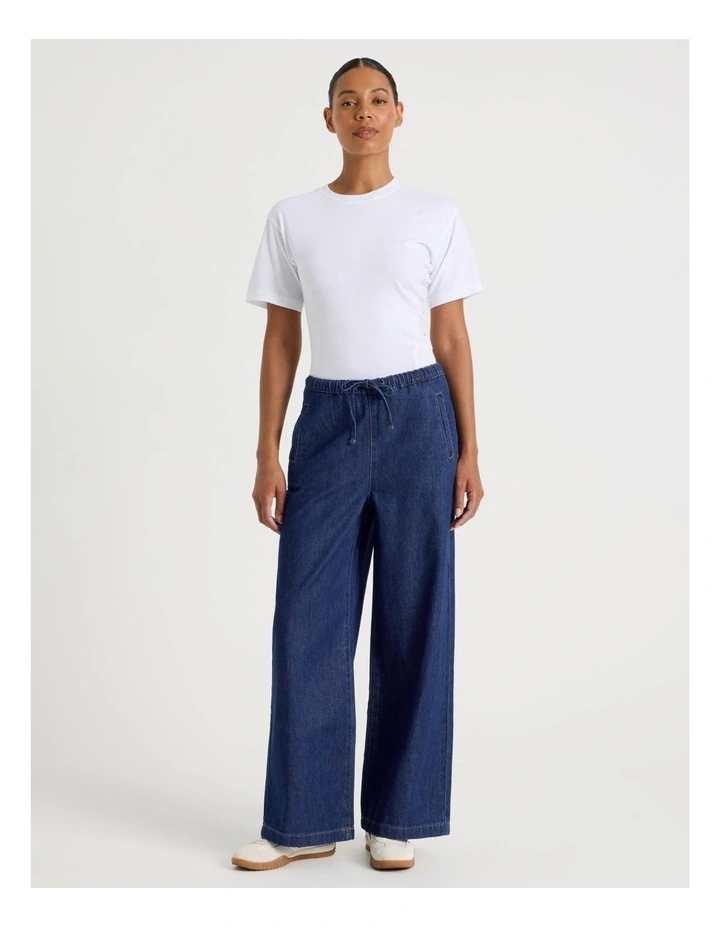 Elastic Waist Jeans In Dark Indigo image 1