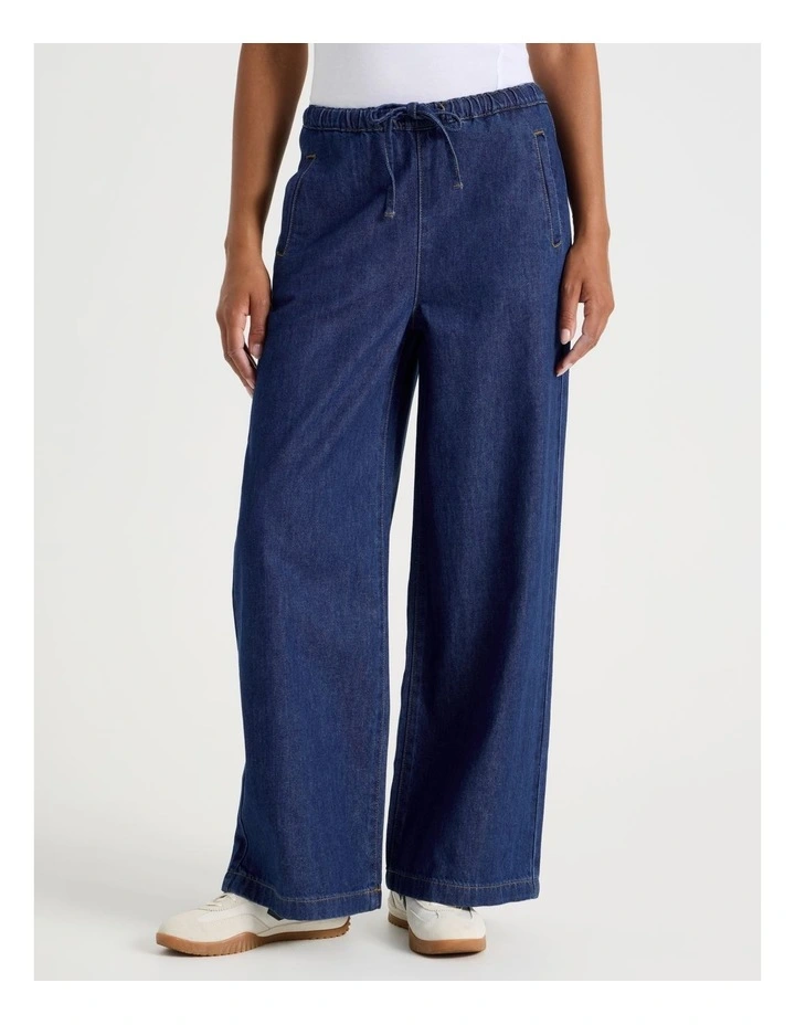 Elastic Waist Jeans In Dark Indigo image 2