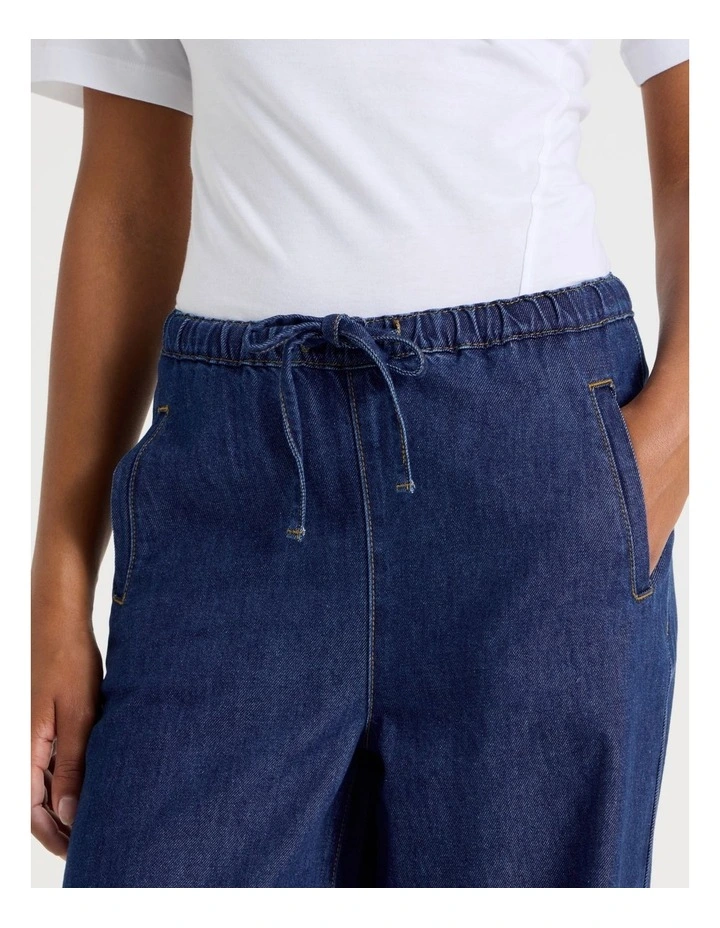 Elastic Waist Jeans In Dark Indigo image 3