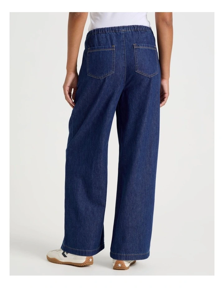 Elastic Waist Jeans In Dark Indigo image 4