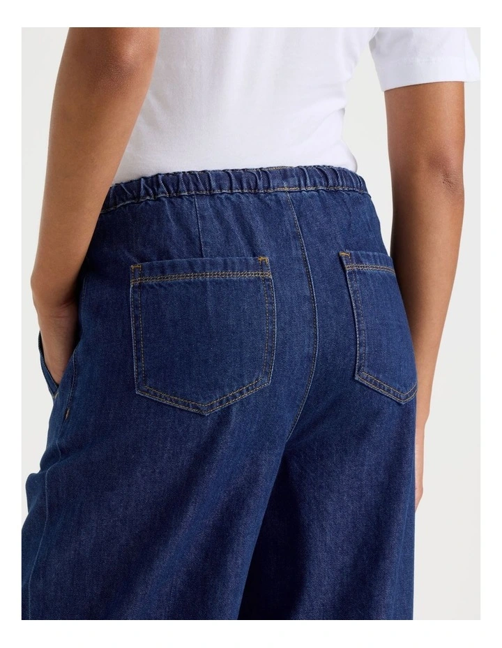 Elastic Waist Jeans In Dark Indigo image 5