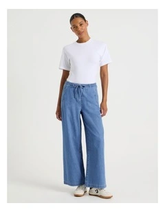 Elastic Waist Jeans in Light Indigo