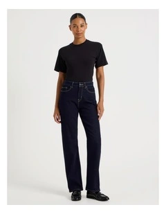 Straight High Rise Jeans in Dark Rinse