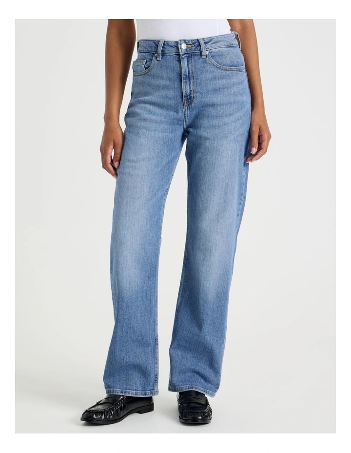 Straight High Rise Jeans in Light Indigo image 2