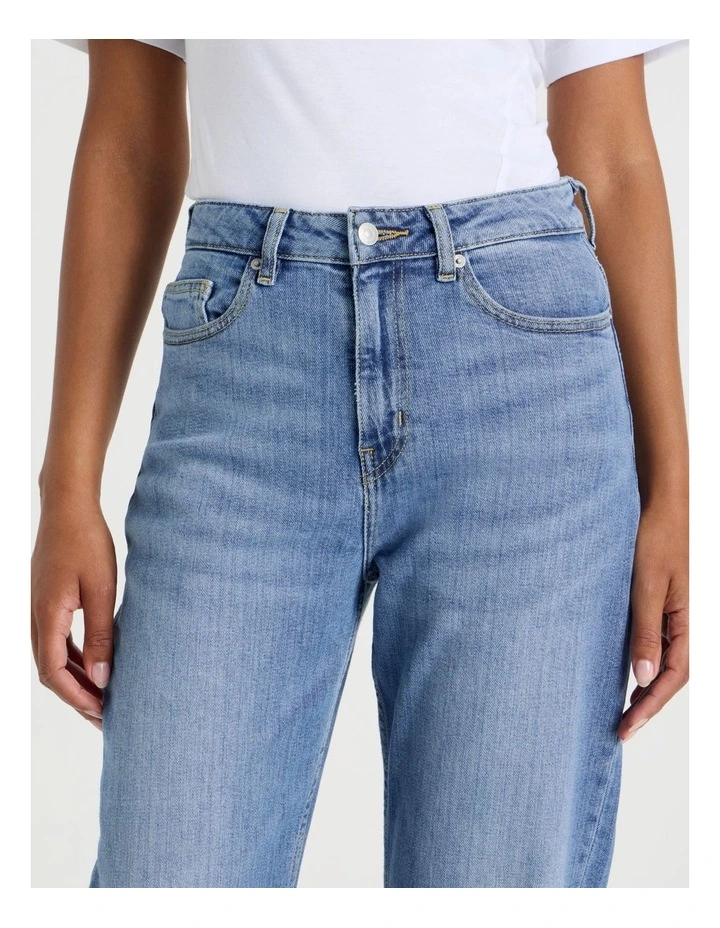 Straight High Rise Jeans in Light Indigo image 3