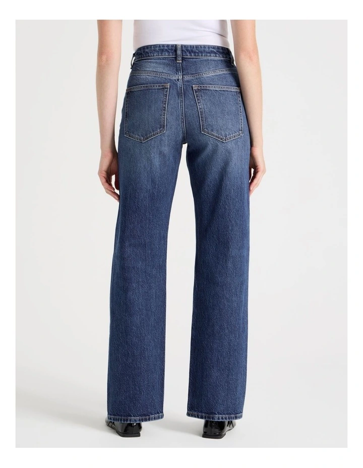 Straight High Rise Jeans in Medium Indigo image 5