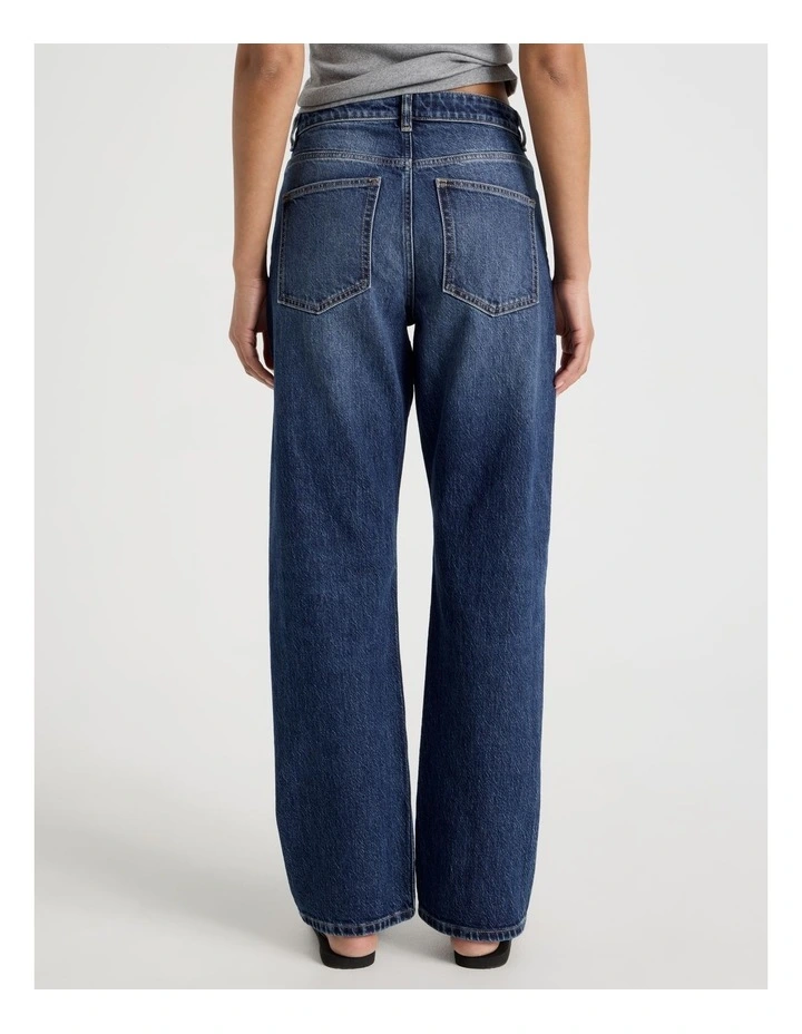 Straight High Rise Jeans in Medium Indigo image 6