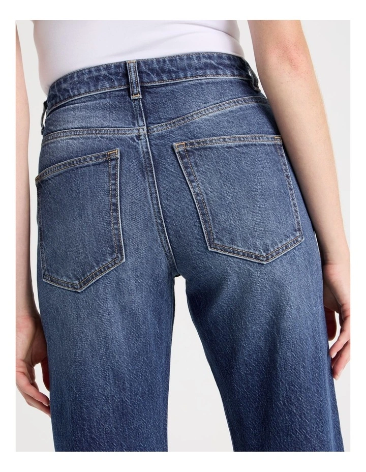 Straight High Rise Jeans in Medium Indigo image 6