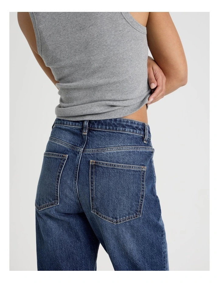 Straight High Rise Jeans in Medium Indigo image 7
