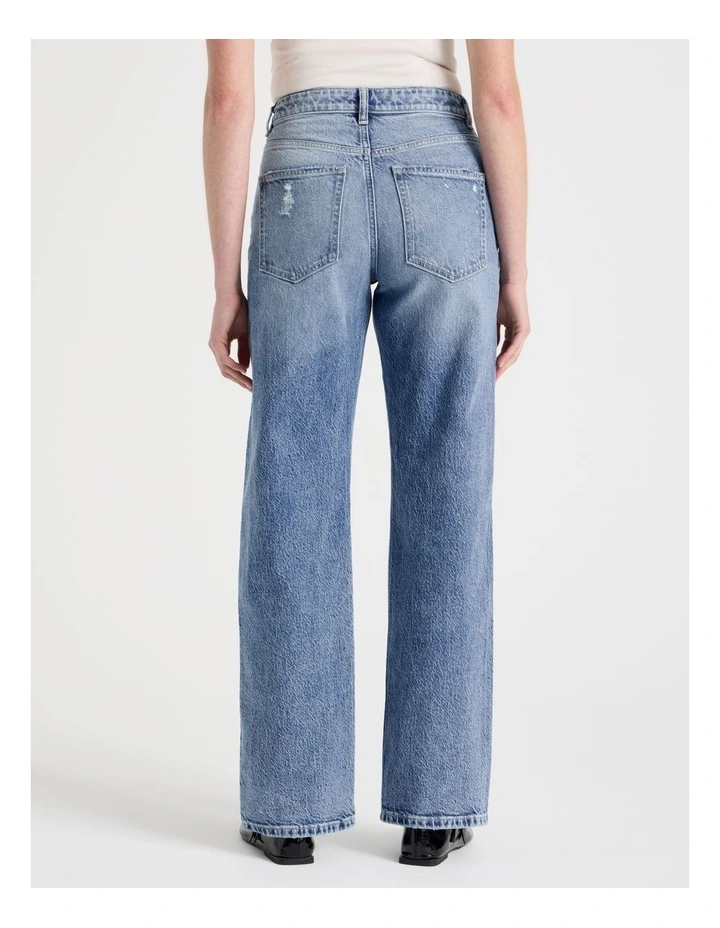 Straight High Rise Jeans in Light Indigo Destructed image 5