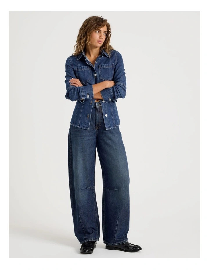 Baggy Balloon Jean In Green Cast Indigo image 1