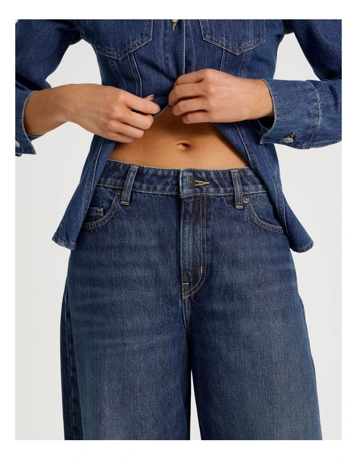 Baggy Balloon Jean In Green Cast Indigo image 4