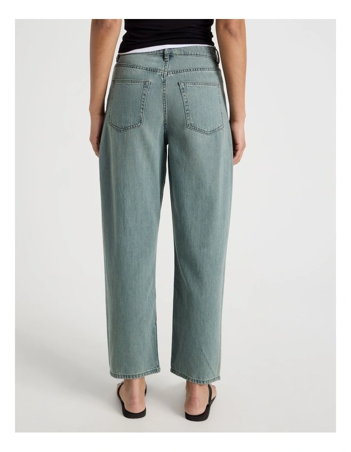 Barrel Mid Rise Jeans in Light Green Cast Indigo image 6