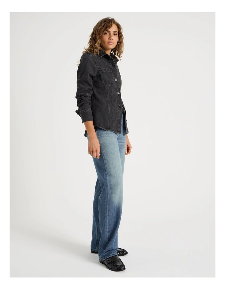 Straight High Rise Jean in Green Cast Indigo image 4