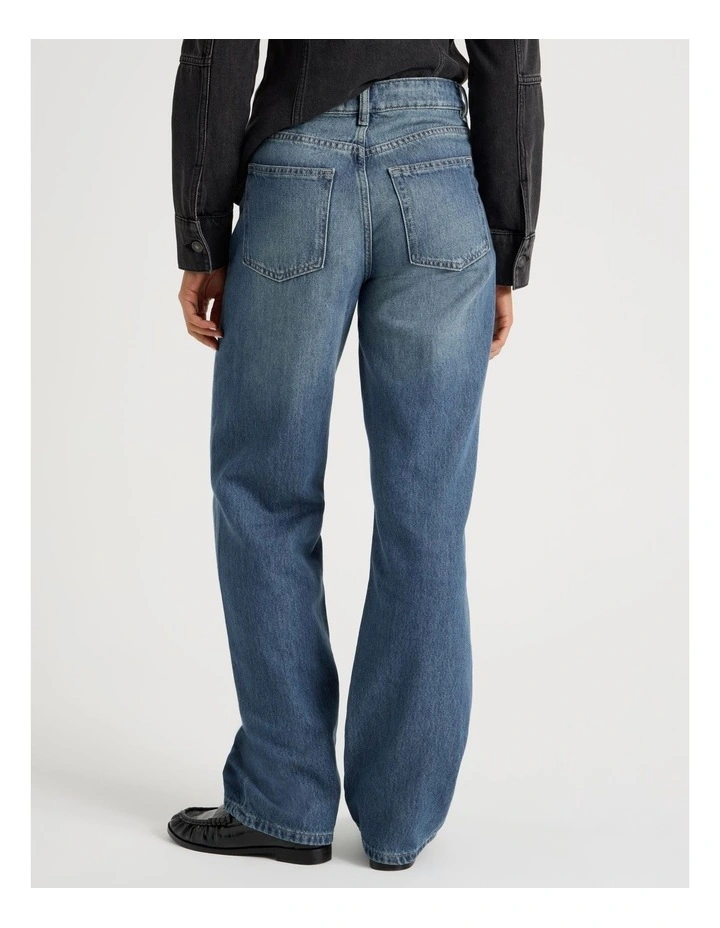 Straight High Rise Jean in Green Cast Indigo image 5