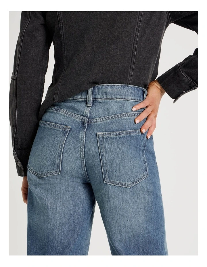 Straight High Rise Jean in Green Cast Indigo image 6