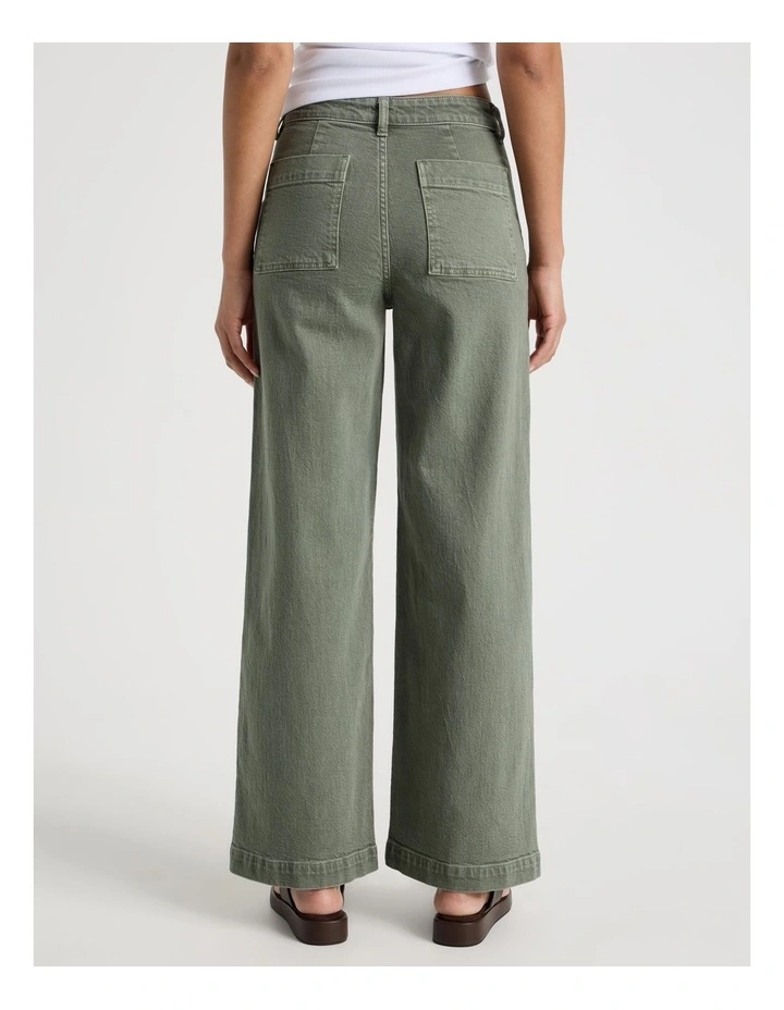 Wide Leg Utility Jeans in Clover image 6