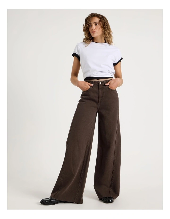 Wide Leg Jean With Insert in Hot Fudge image 1