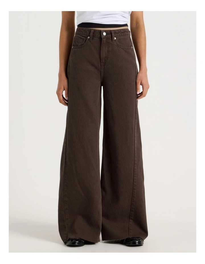 Wide Leg Jean With Insert in Hot Fudge image 2