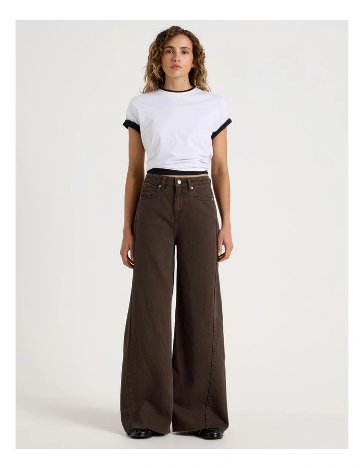 Wide Leg Jean With Insert in Hot Fudge image 3