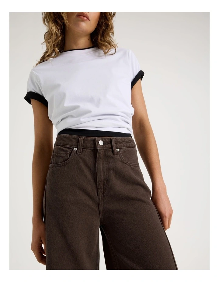 Wide Leg Jean With Insert in Hot Fudge image 4