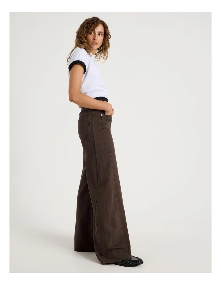 Wide Leg Jean With Insert in Hot Fudge image 5