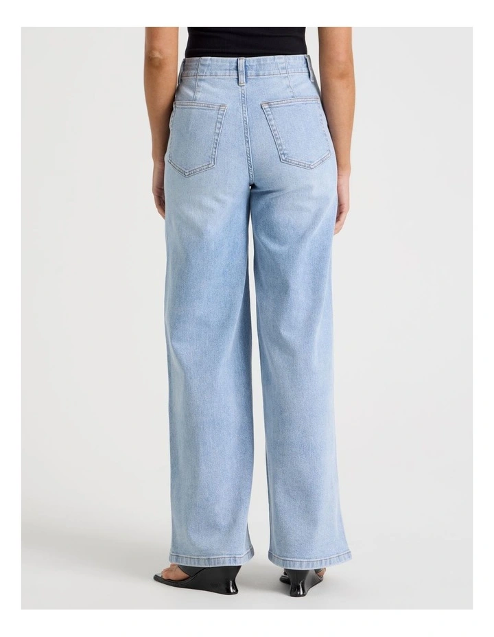 Wide Leg Tie Waist Jean in Blue image 6