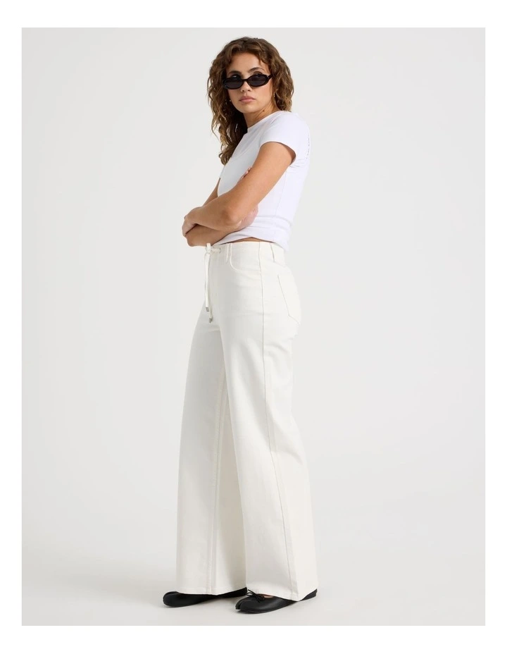 Wide Leg Tie Waist Jean in White image 4