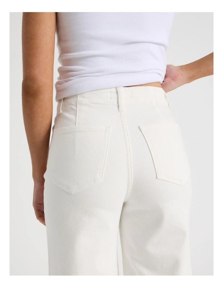 Wide Leg Tie Waist Jean in White image 6