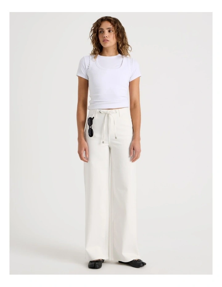 Wide Leg Tie Waist Jean in White image 7