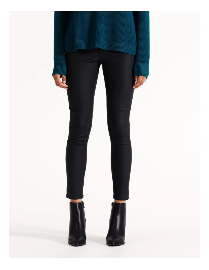 Skinny Coated Jean in Black image 2