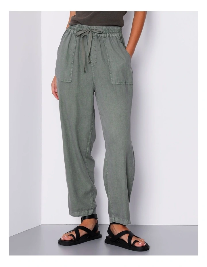 Garment Dyed Linen Blend Pant in Dusty Khaki image 2