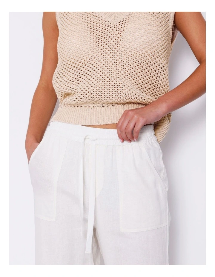 Garment Dyed Linen Blend Pant in White image 5