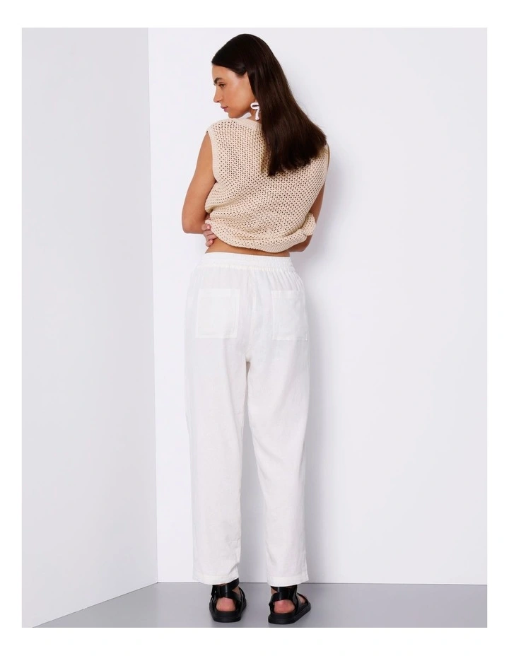 Garment Dyed Linen Blend Pant in White image 6
