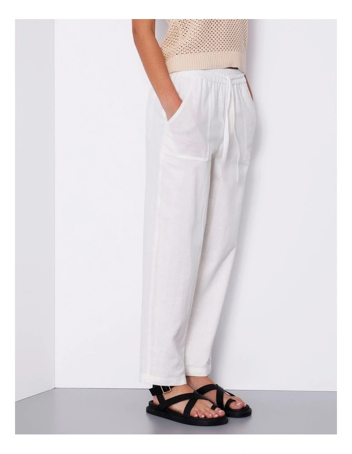 Garment Dyed Linen Blend Pant in White image 7