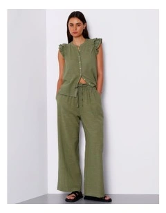 Organic Cheesecloth Pants in Dark Sage