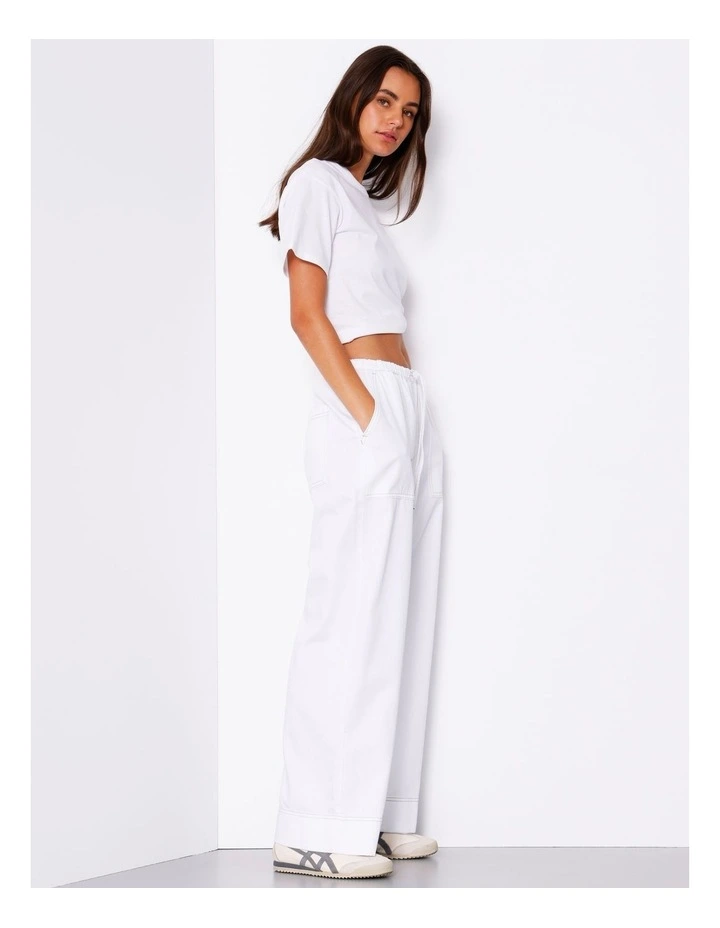 Wide Leg Denim Pant in Ecru image 1