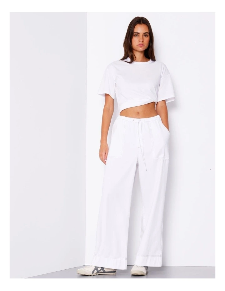 Wide Leg Denim Pant in Ecru image 3
