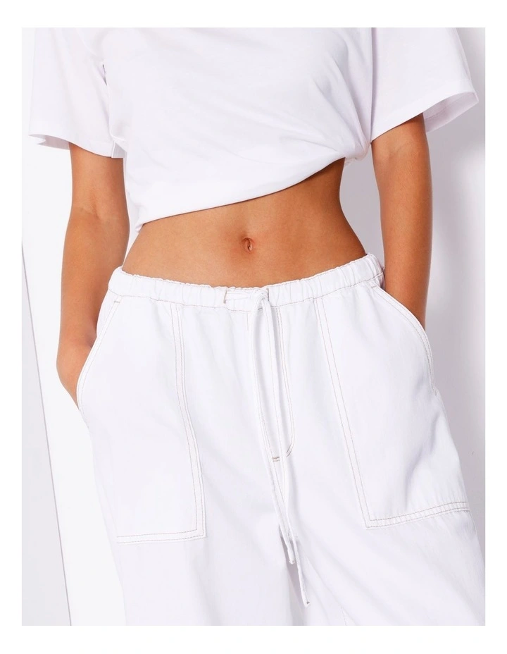 Wide Leg Denim Pant in Ecru image 4