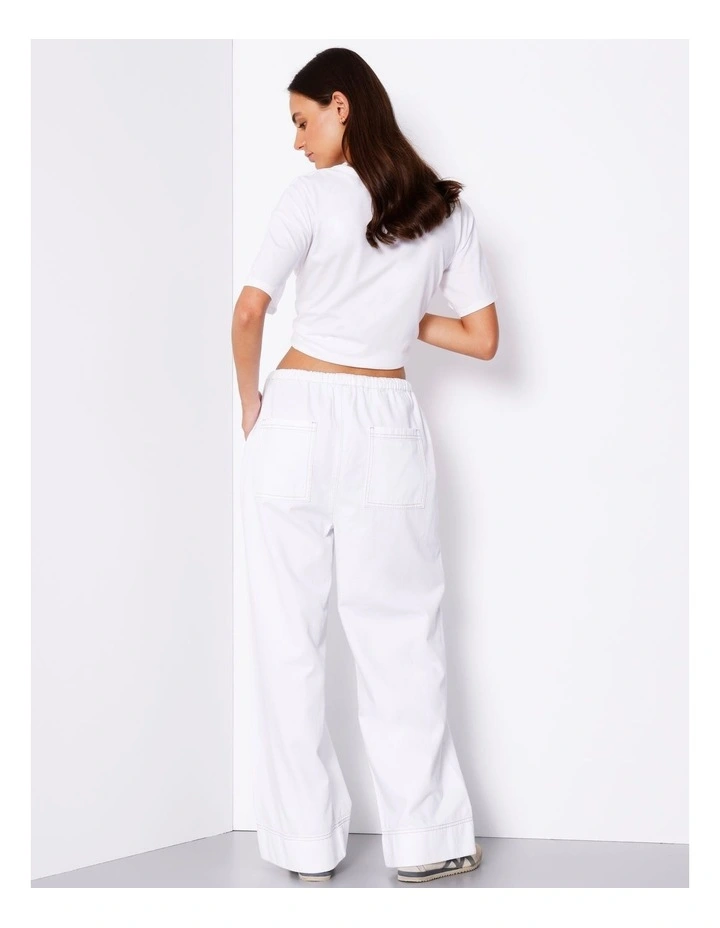 Wide Leg Denim Pant in Ecru image 6