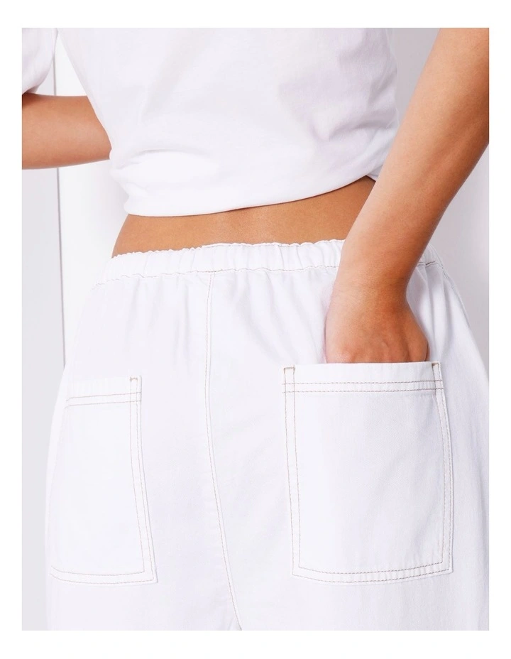 Wide Leg Denim Pant in Ecru image 7