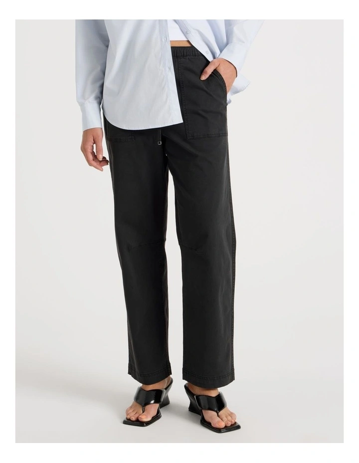Elastic Waist Utility Pant in Black image 2
