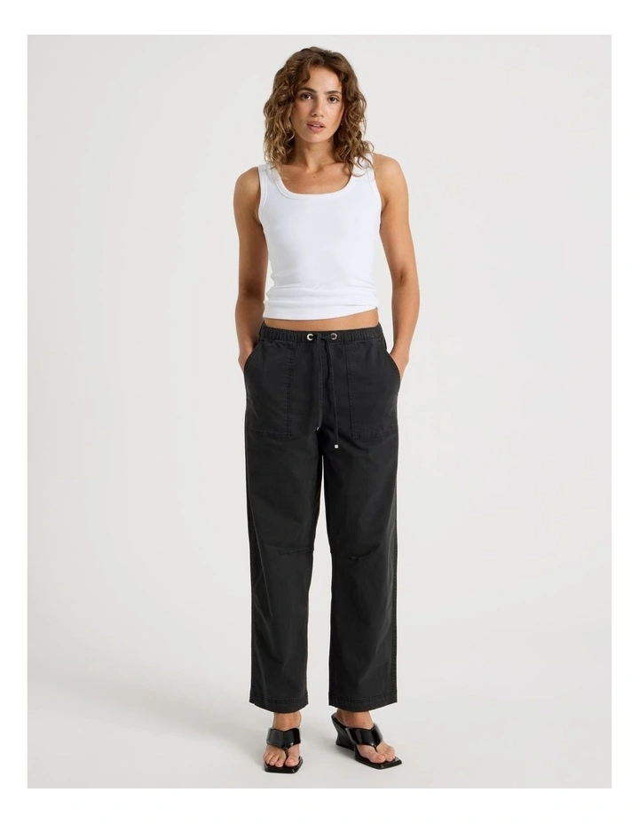 Elastic Waist Utility Pant in Black image 3